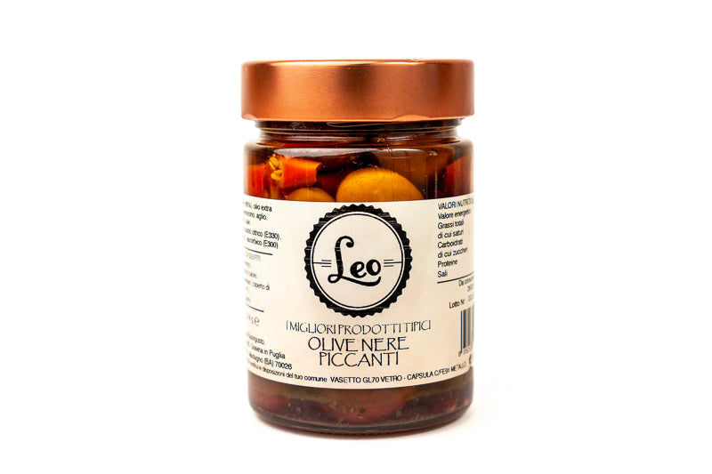 Olive Nere Piccanti in Olio Extravergine di Oliva