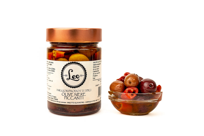 Olive Nere Piccanti in Olio Extravergine di Oliva